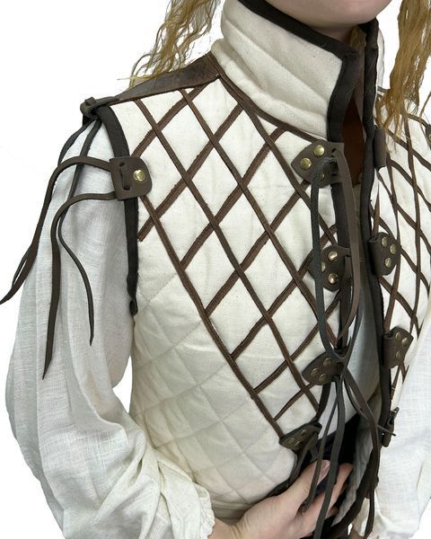 Fantasy Quilted Vest with Leather Accents